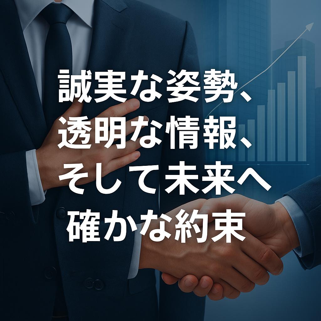 誠実な姿勢、透明な情報、そして未来への確かな約束